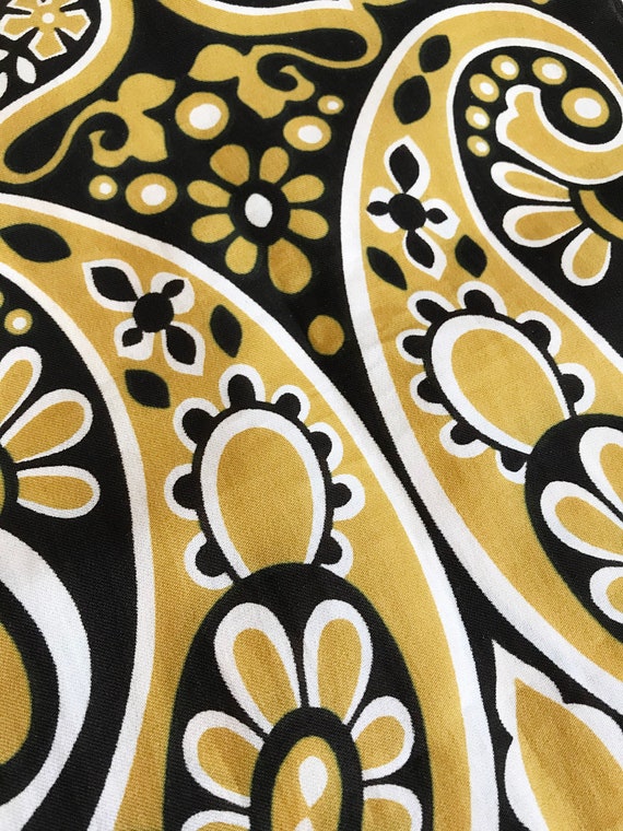 European 1960s Mod yellow brown floral Scarf/ 60s… - image 3