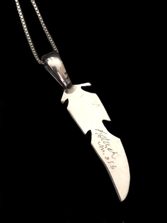 signed Turquoise stone Feather Shape Sterling Sil… - image 8