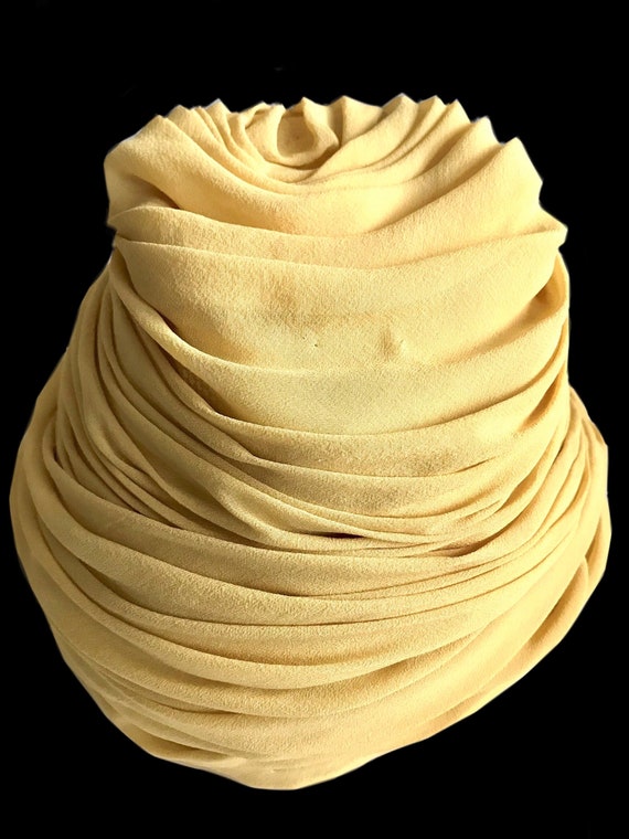 vintage 1940s yellow chiffon turban sculptural ha… - image 3