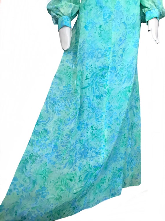 Designer vintage 1960s green maxi dress / Mod hip… - image 4