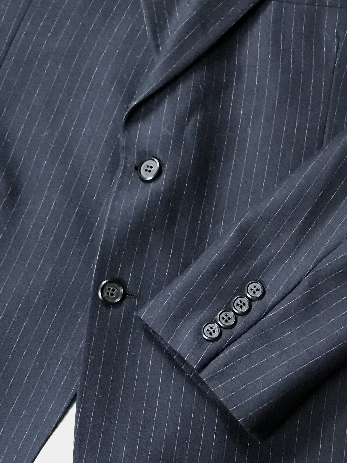 Pierre Cardin Couture 1970s Blue Wool Pinstripe Suit Jacket / 70s
