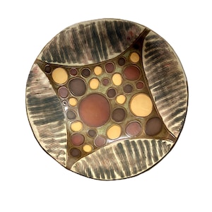 signed ceramic art studio pottery bowl / Mid Century  L.Tamariz Ecuador decorative fruit bowl plate Eduardo Vega