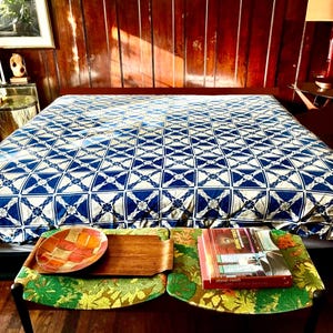 Antique Blue & White Woven Blanket - Etsy