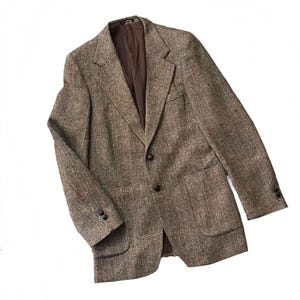 1970s Yves Saint Laurent brown tweed Wool Blazer suit jacket / 70s French designer pure wool sports blazer / made in France size Medium