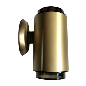 Mid Century brushed Aluminum acrylic wall Light / 1950s gold tone lucite modernist light fixture / Metal cylindrical downlight