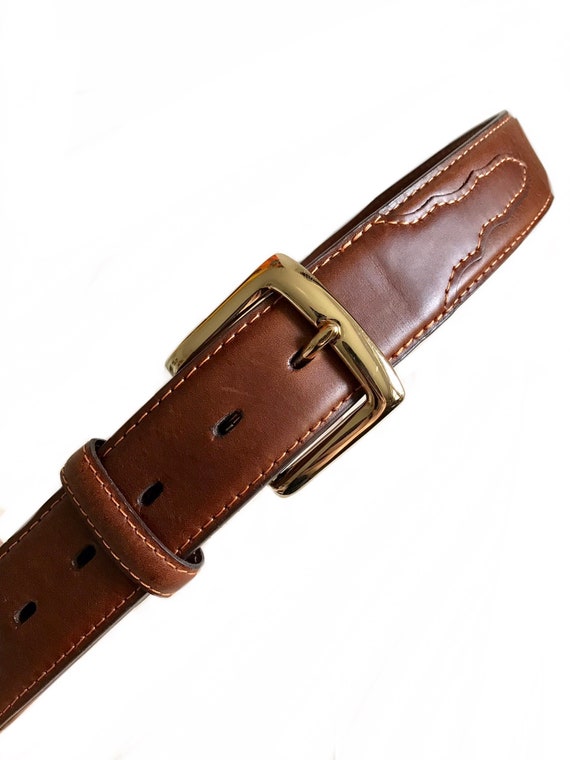 brown genuine leather buckle belt /  cowboy wester