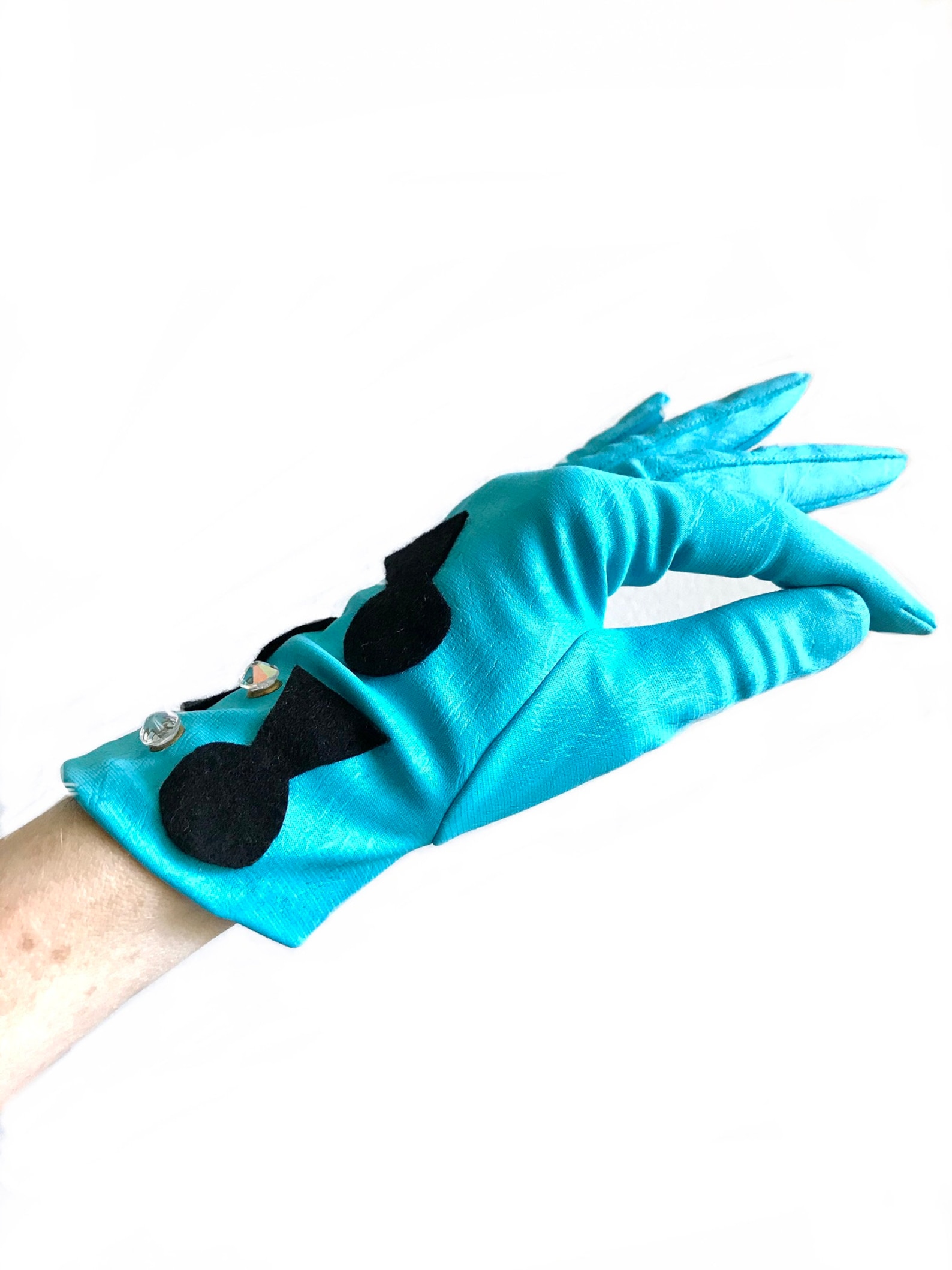 1950s novelty keyhole beaded turquoise gloves/ 50s blue Etsy