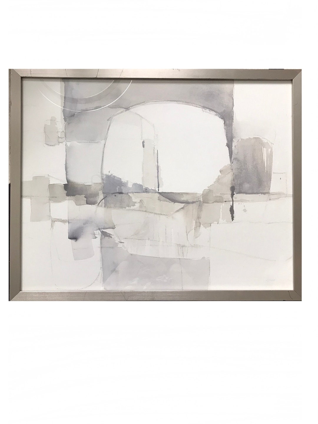 Signed Abstract Expressionism Gray Art Print / Modernist Minimalist ...
