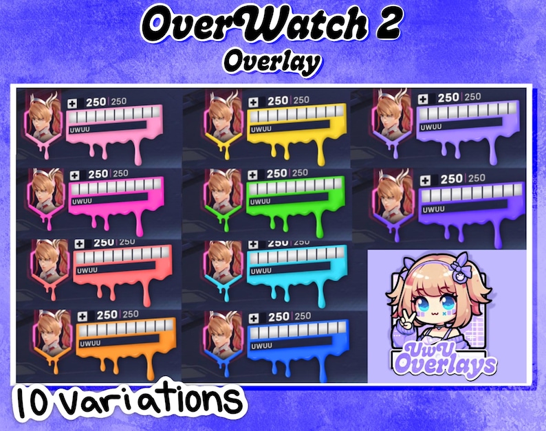 Overwatch Color Code Overwatch Overlay (10 Colors) | Health Bar HUD Overwatch Overlay ...