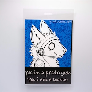 Yes I am Protogen Yes I am toaster Fursona Badge