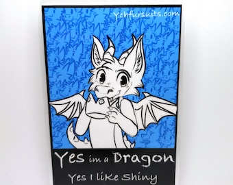 Dragon Fursona Badge Dragon premade fursona badge yes I&#39;m dragon yes i like shiny