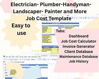 Electrician or Other Service Professional Job Cost Calculator: Invoice Generator Spreadsheet (Excel, Google Sheets, Numbers)
