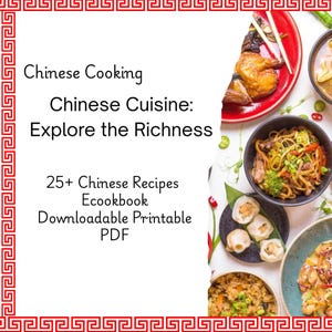 Chinese Recipes Chinese Cookbook Asian Cuisine Cooking Recipes Book Downloadable Printable Digital