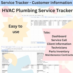 Business Service Tracker Plumbing and HVAC Bundle Track Tech, Client Service Tracker Client Record