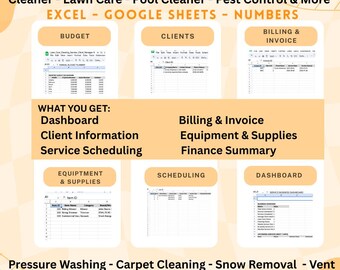 Service Business: Spreadsheets Templates Bundle Budget Jobplaner Klient Tracker Scheduling Kalender Fakturierung Excel Google Sheets Ipad