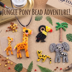 Jungle Pony Bead Pattern, Safari Animals, Kids Crafts, Keychain Backpack Charm DIY (Digital Pattern)