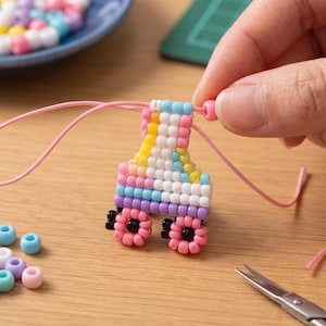 Summer Pony Bead Patterns PDF, Watermelon Turtle Pineapple Flower Roller Skate Keychain Tutorial, Plastic Bead Craft Guide, Digital Download