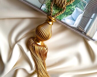 Luxury Tassel Curtain Tieback – Wine, Gold & Celadon Green, 1-Piece, Elegant Window Decor, Cord Style