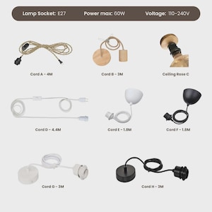 Cord set options, Jute Plug-ins, White & Black Ceiling Rows