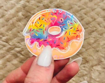 holographic rainbow donut sticker | gay donut rainbow lgbtqia+ pride sticker