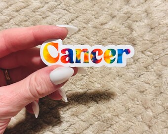 groovy tie-dye cancer zodiac sticker  |  clear border rainbow astrological sign sticker