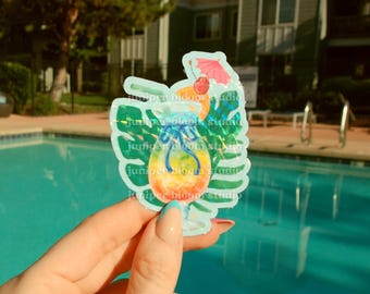 coquette island dream sticker | summer fruit drinks and bows holographic sticker