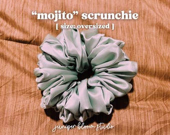 oversized “mojito” scrunchie  |  handmade satin hair scrunchie