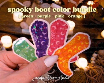 cowboy boots holographic sticker bundle  |  spooky western halloween sticker pack