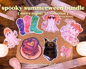 spooky summerween '25 holographic sticker bundle  |  cute coquette spooky summer halloween sticker set