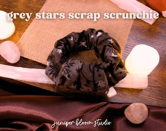 grey stars scrap scrunchie  |  black and white celestial hair scrunchie