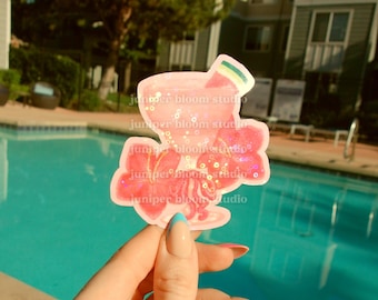 coquette watermelon daiquiri sticker | summer drinks and bows holographic sticker