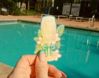 coquette champagne sticker | summer drinks and bows holographic sticker