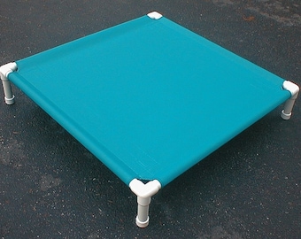 36x36 Teal Canvas Dog Bed, Waterproof Hammock Pet Bed, Square Outdoor Dog Beds, Outdoor Cat Bed, Medium Dog Bed, Outdoor Cat House Beds