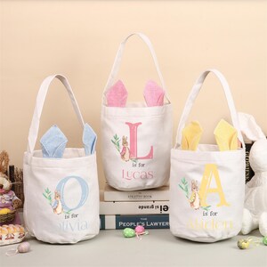 Custom Name Easter Basket For Kids,Personalized Easter Bunny Baskets with Name,Boys Girls Easter Baskets,Easter Party Bags,Egg Hunt Bucket