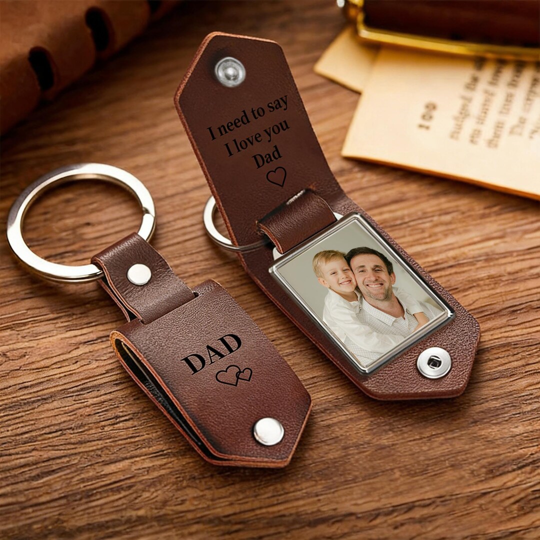 Custom Men's Leather Keychain With Photo,personalized Engraved Drive ...
