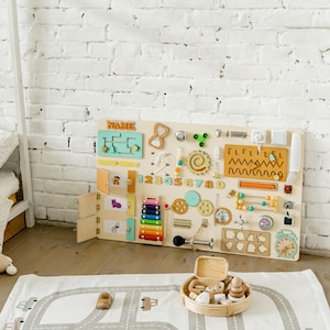 Mur sensoriel, tableau occupé pour tout-petits, tableau sensoriel Montessori, mur d'activités pour bébé, cadeau premier bébé, tableau d'activités pour jouets bébé garçon fille