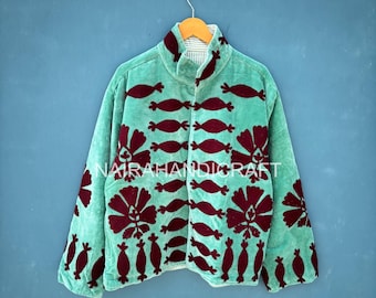 Handcrafted Velvet Jacket – Unique Embroidered Jacket Unisex Boho Style | Gift For Wife