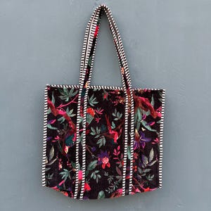 Samt Baumwolle Blumendruck handgemachte Tragetaschen indischen Stil Boho Quilted Taschen Frauen tragen Tragetaschen Geschenk für sie
