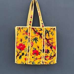 Samt Baumwolle Blumendruck handgemachte Tragetaschen indischen Stil Boho Quilted Taschen Frauen tragen Tragetaschen Geschenk für sie
