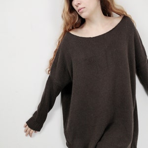 OVERSIZED knit Woman sweater/ Knit sweater Brown pullover wool sweater