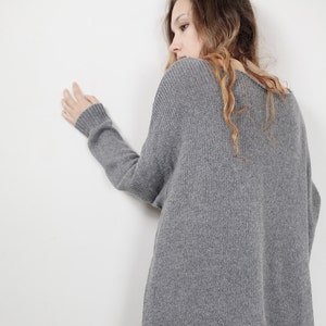 OVERSIZED knit Woman sweater Grey pullover wool sweater