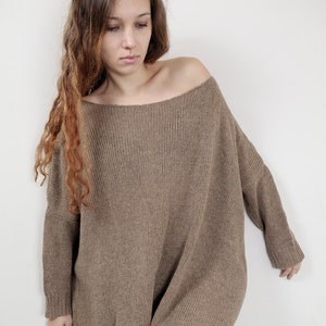 OVERSIZED knit Woman sweater Almond pullover wool sweater