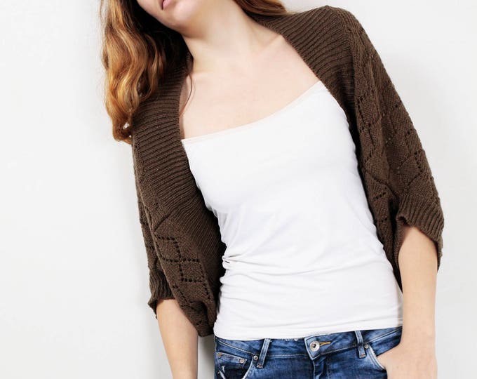 Knit sweater Little cardigan sweater little shrug coffee top sweater