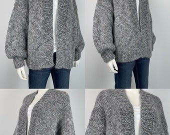 Limited edition sale - Hand knit oversize woman sweater chunky slouchy wool cardigan