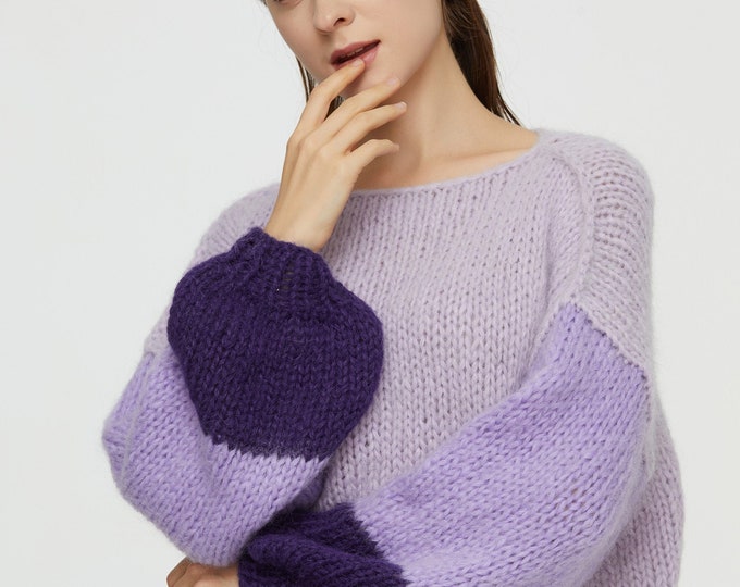 Hand knit woman sweater mohair Jumper knit sweater top pullover