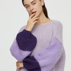 Hand knit woman sweater mohair Jumper knit sweater top pullover