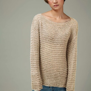 Simple is the Best Hand Knit Sweater Eco Cotton Oversized Light Wheat ...