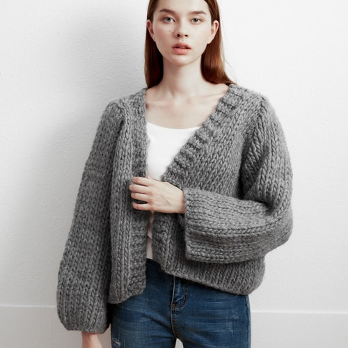 Hand Knit Oversize Woman Sweater Chunky Slouchy Mohair Wool - Etsy