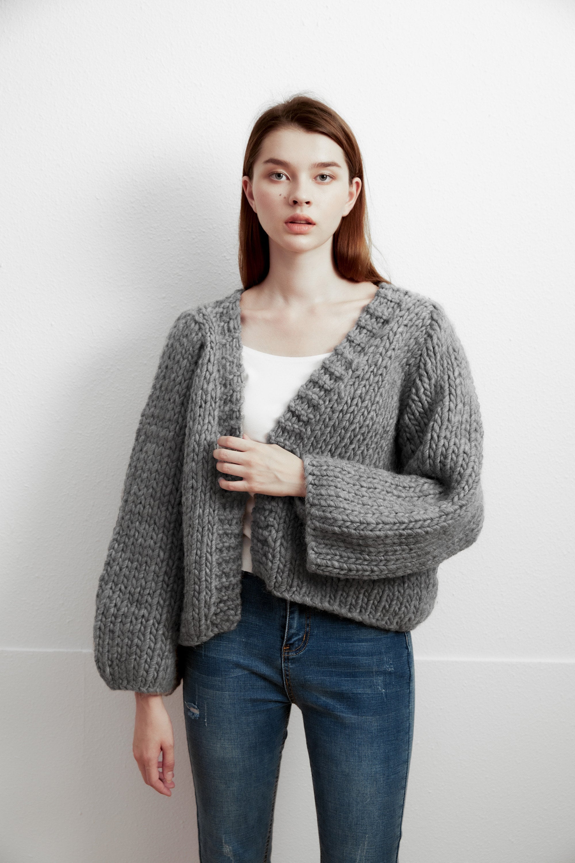 chunky knit short cardigan