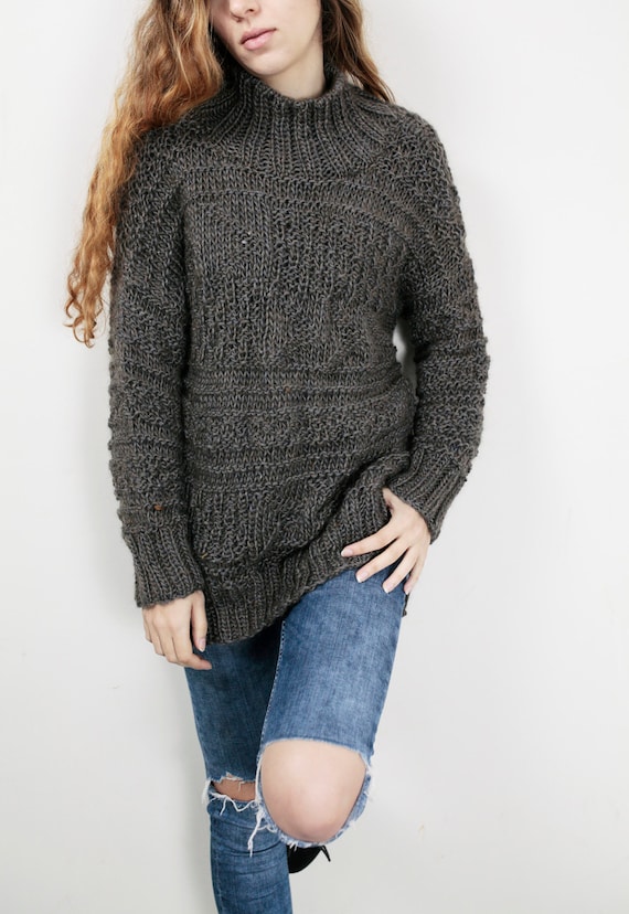 Hand knit oversized sweater wool woman sweater long sweater Etsy